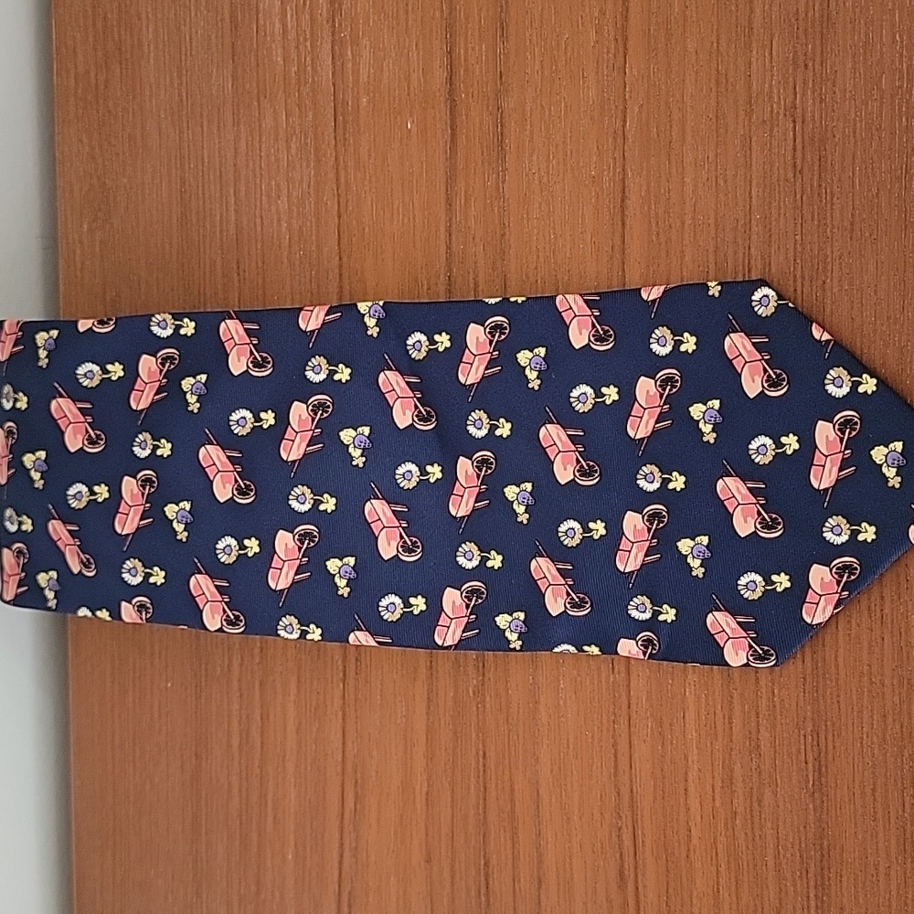 J. McLaughlin Made In Italy Navy Pattern Silk Tie  Bin9